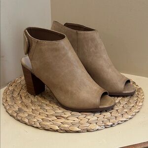 Call It Spring Beige Open-Toe Block Heel Boots